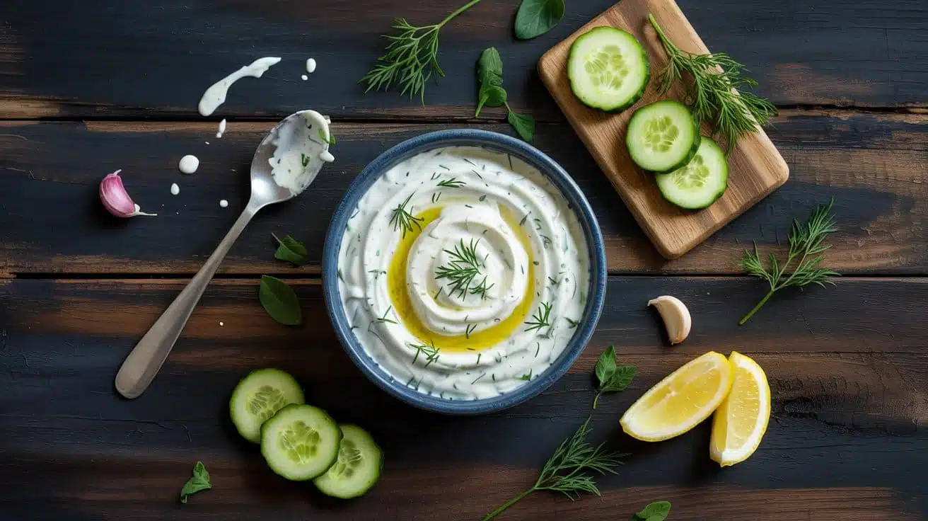 Greek yogurt cucumber dip a clean but