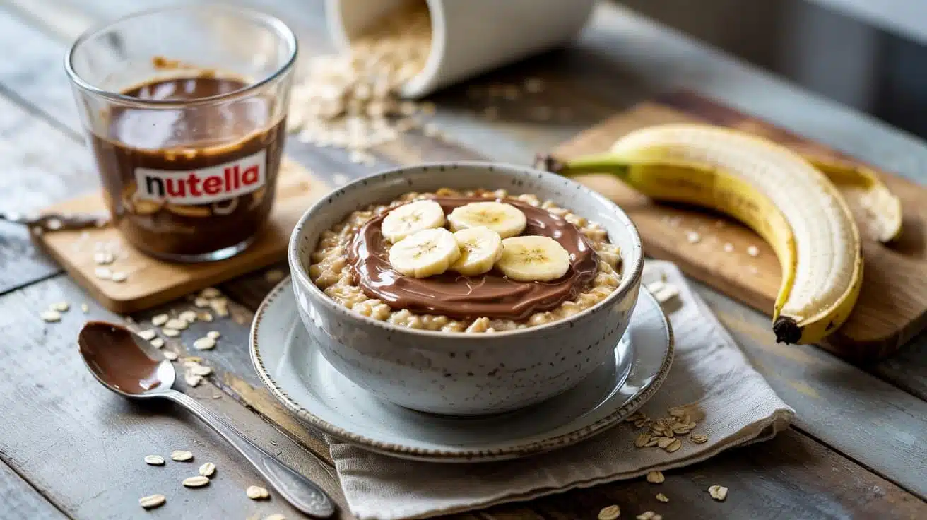 Nutella and banana oatmeal a bright ru