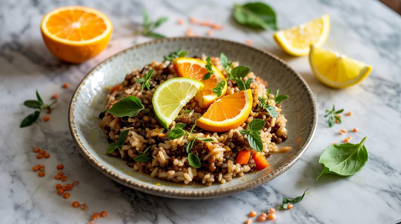 Savory citrus rice and lentils with bo jajw g n5w