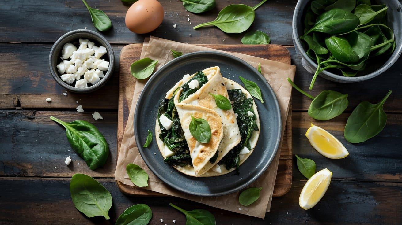 Spinach feta egg wrap