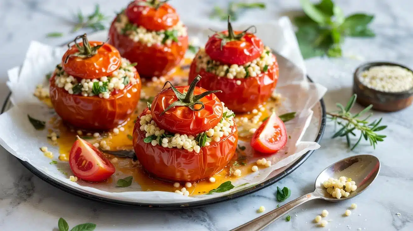 Stuffed tomatoes with light herbed cou