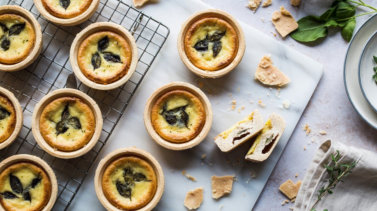 Mini vegan quiches a bright overhead v