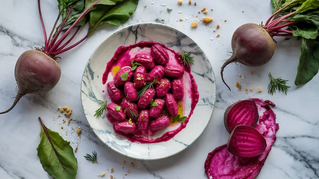 Roasted beet vegan gnocchi with stunni