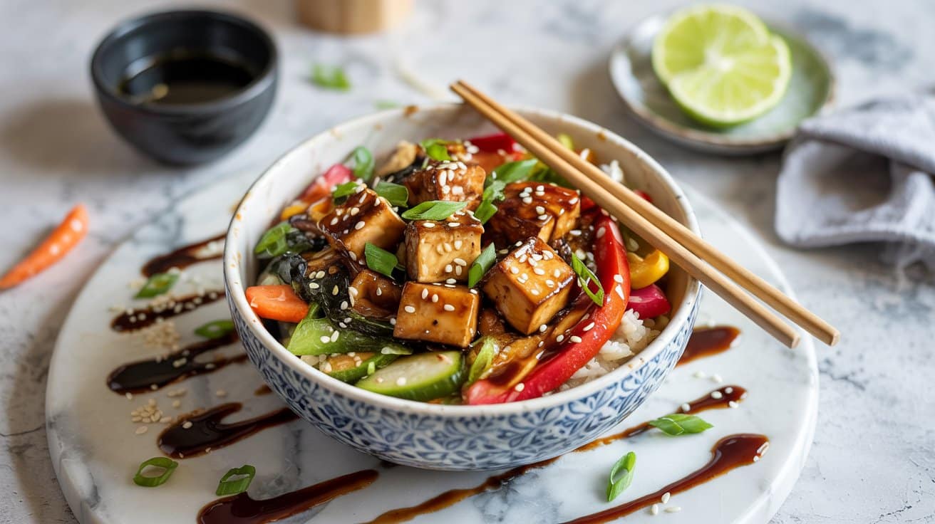 Teriyaki tofu bowl with and d olujqe3qq