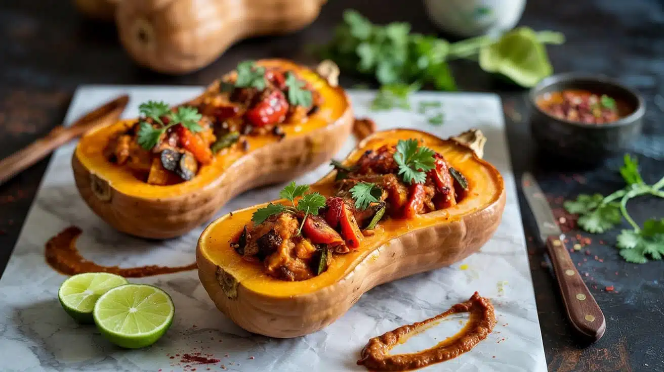 Thai red curry stuffed roasted buttern