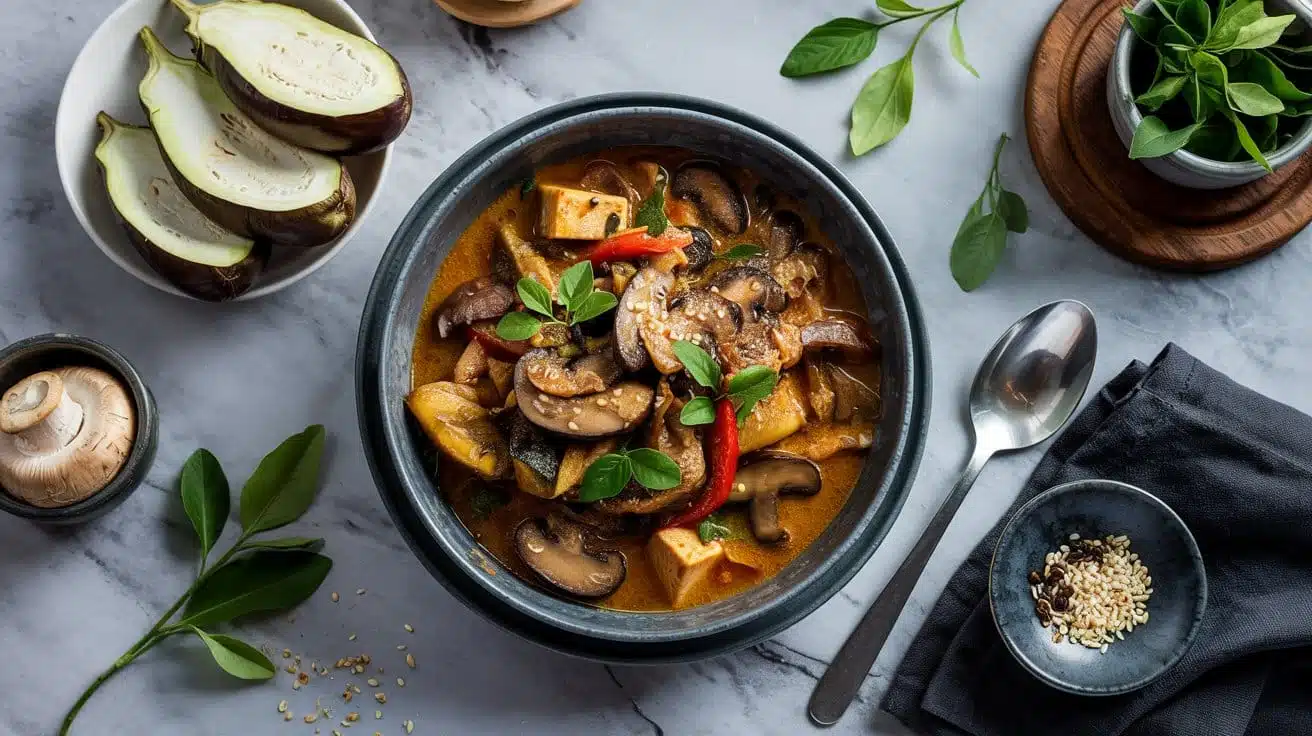 Umami mushroom and eggplant thai curry w4rja
