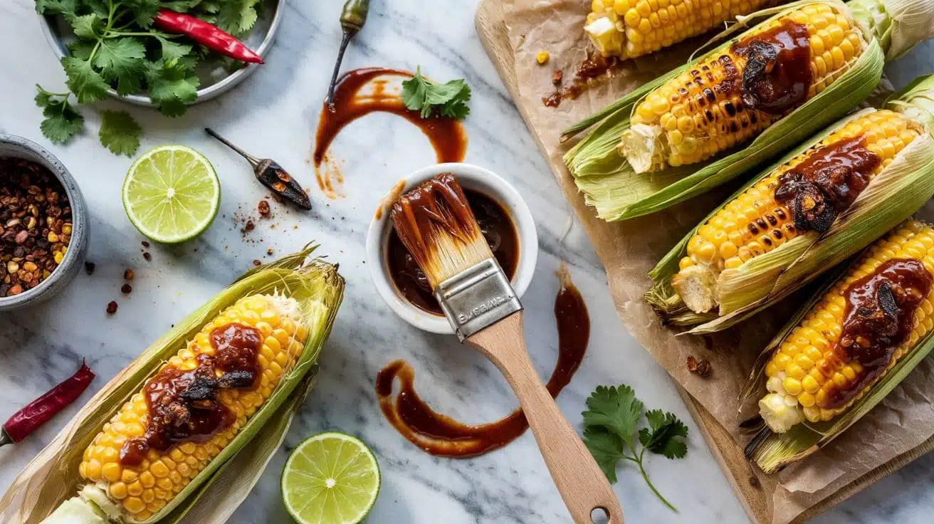Chipotle bbq grilled corn with spicy