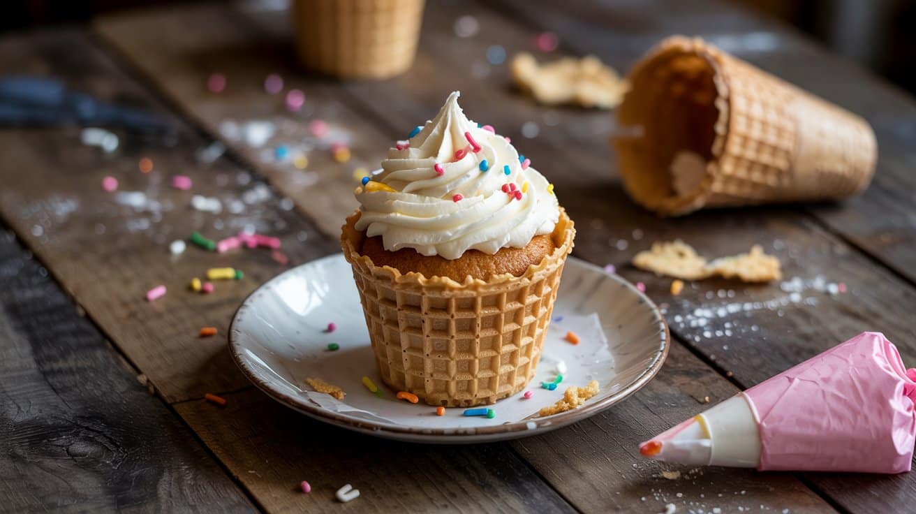 Cupcake in a cone a playful top down s