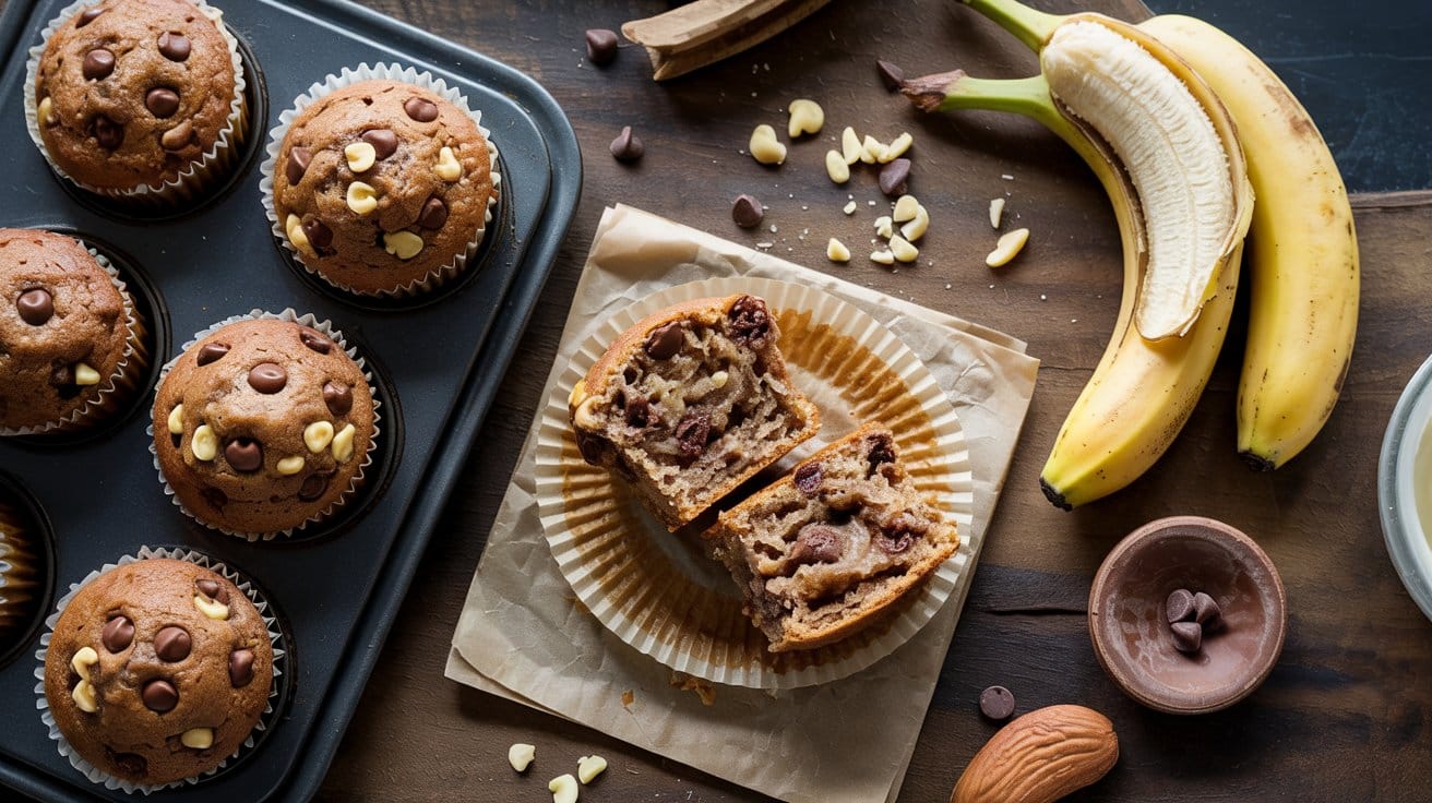 Nutty banana chocolate chip muffins a