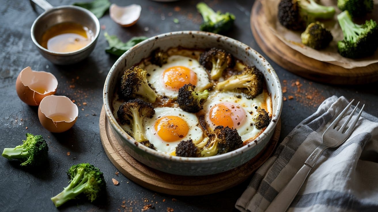 Oven baked eggs and broccoli a warm ov akqhy5y