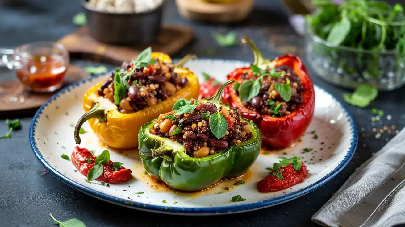Roasted bell peppers loaded with quino w 6ca