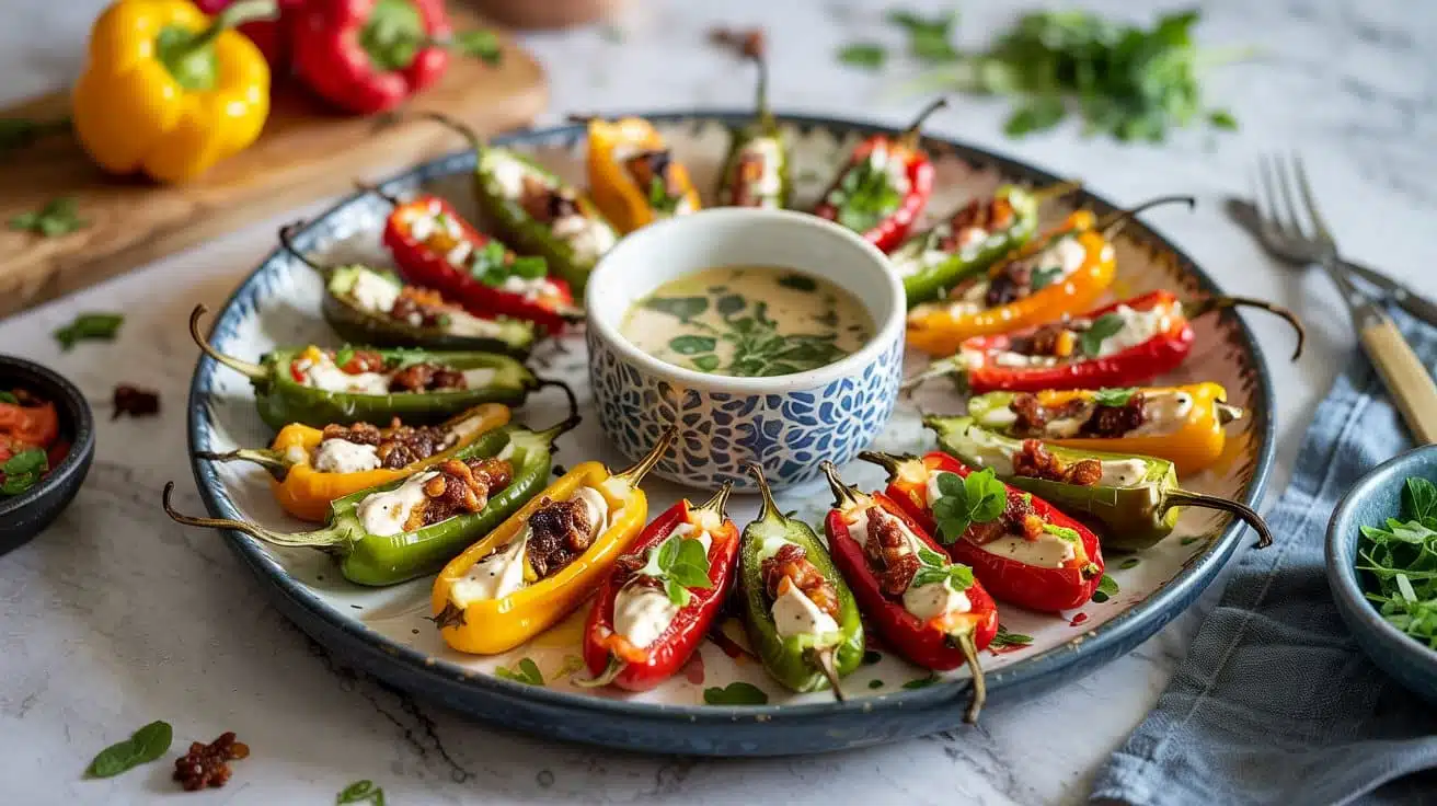 Stuffed mini peppers platter position