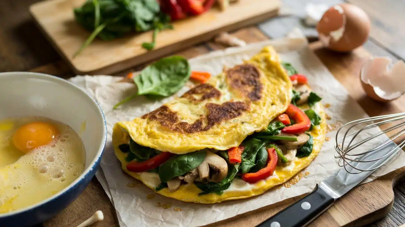Vegetable omelette a warm colorful ove