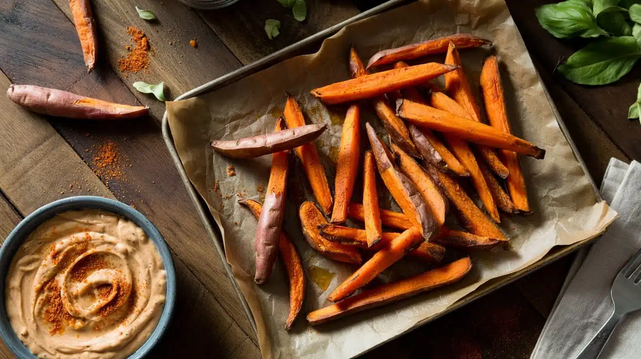Baked sweet potato fries with chickpea qgxuh1t jf