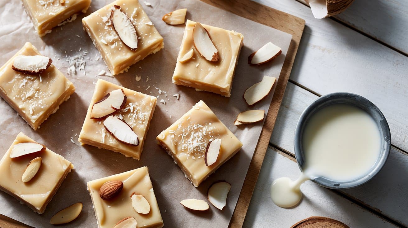 Coconut almond fudge a bright top down
