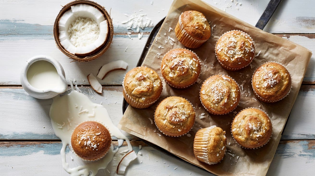 Coconut almond muffins a bright rustic