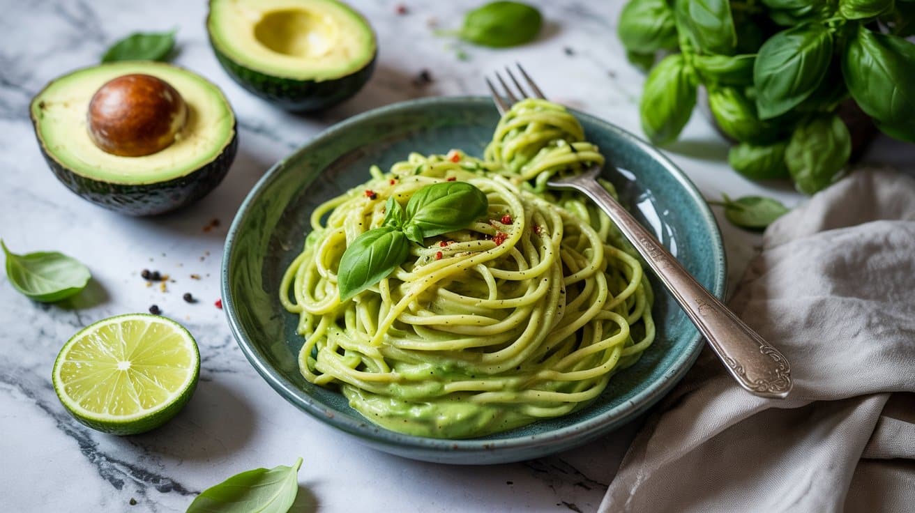 Creamy avocado pasta with silky smooth