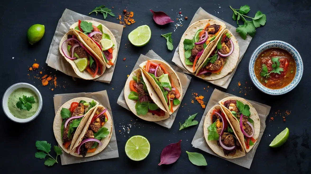 Flavorful mini vegan tacos with spices c zkfveltc