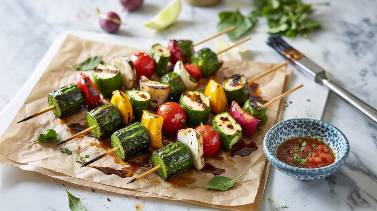 Grilled vegetable skewers bright skewe