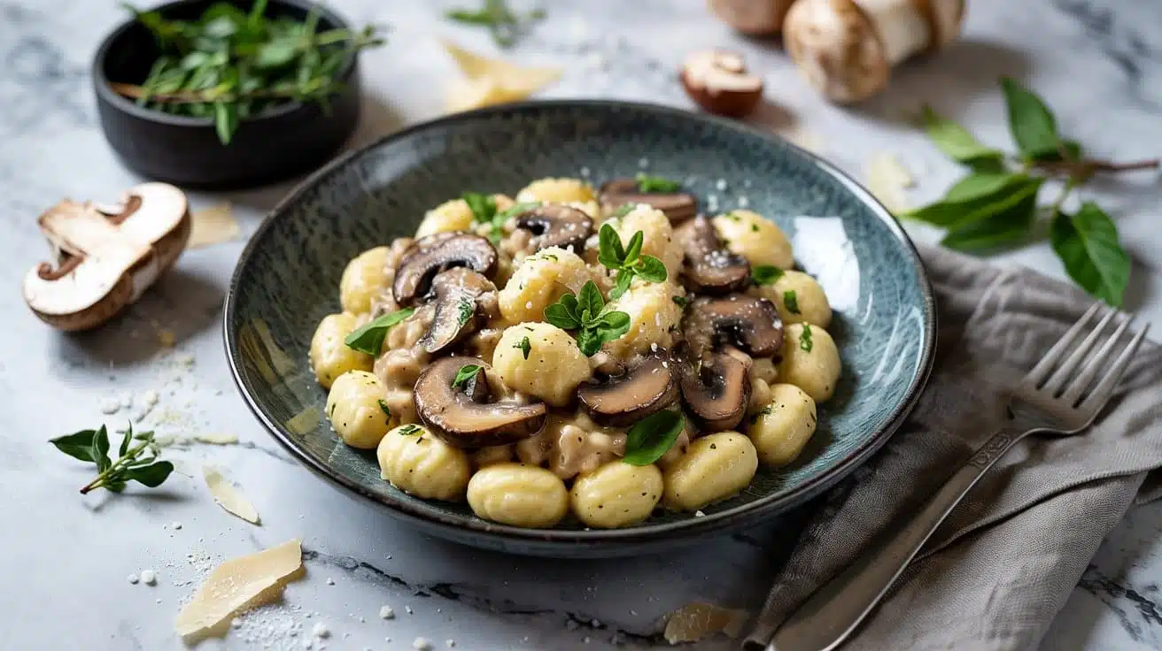 Mushroom risotto vegan gnocchi for spe pkinppfcq ow