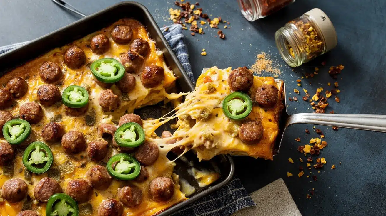 Spicy sausage egg bake a bold overhead