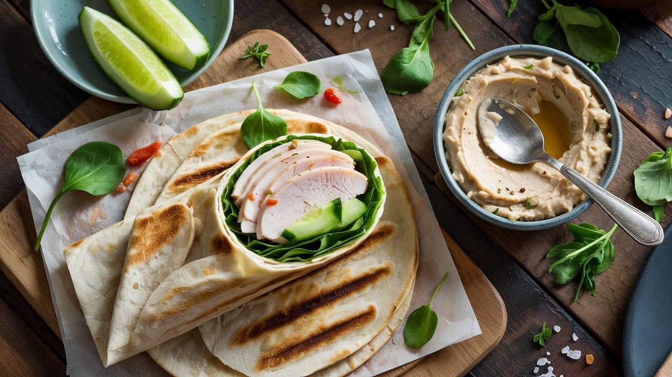 Turkey and hummus wrap a bright overhe lw2drq