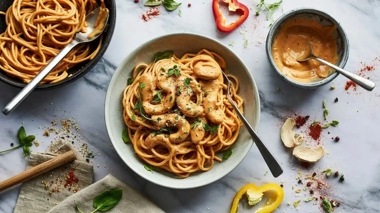 Cajun vegan pasta with smoky cashew sa 5278 l3tr
