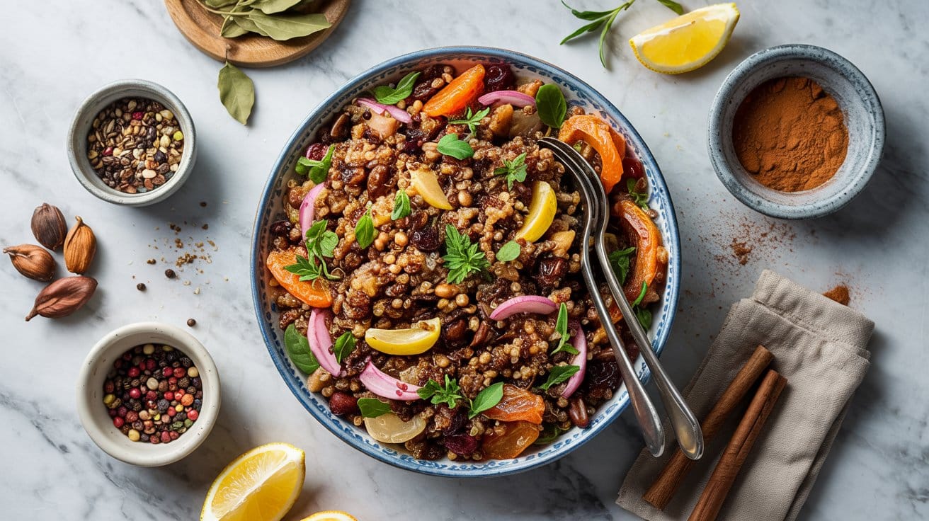 Cinnamon spiced quinoa salad with swee h3aqca qkpvra
