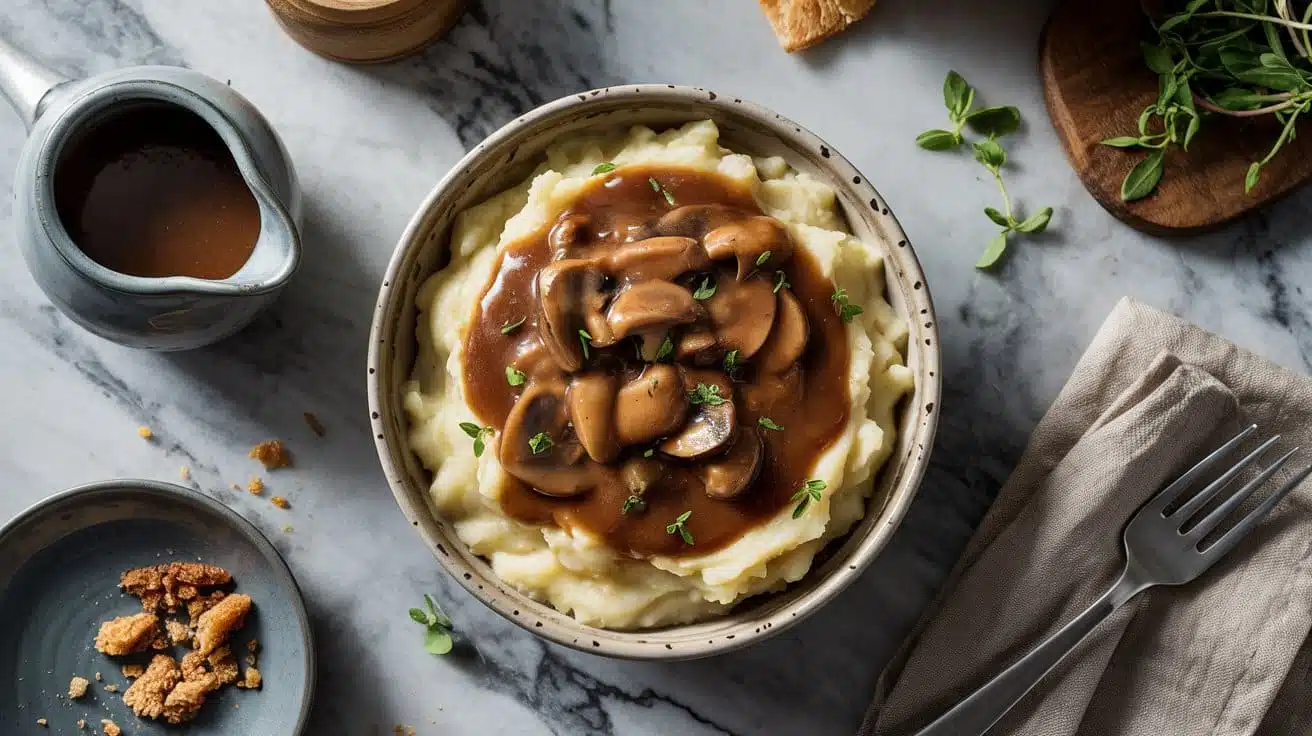 Mashed potato bowl served with rich mu lxqcgq 11