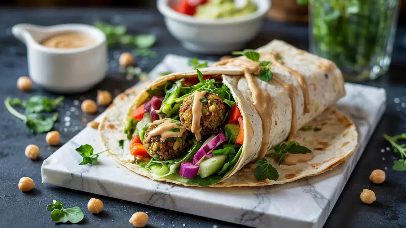 Falafel wrap with tahini