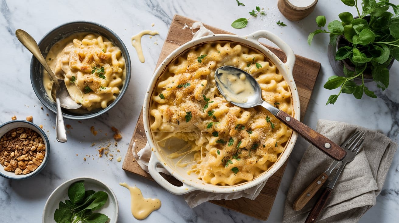 Vegan mac and cheese a cozy overhead s