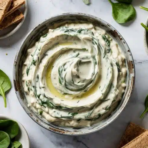 Creamy vegan tofu spinach dip