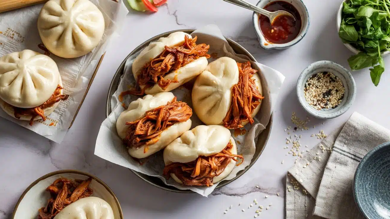 Vegan bbq jackfruit bao