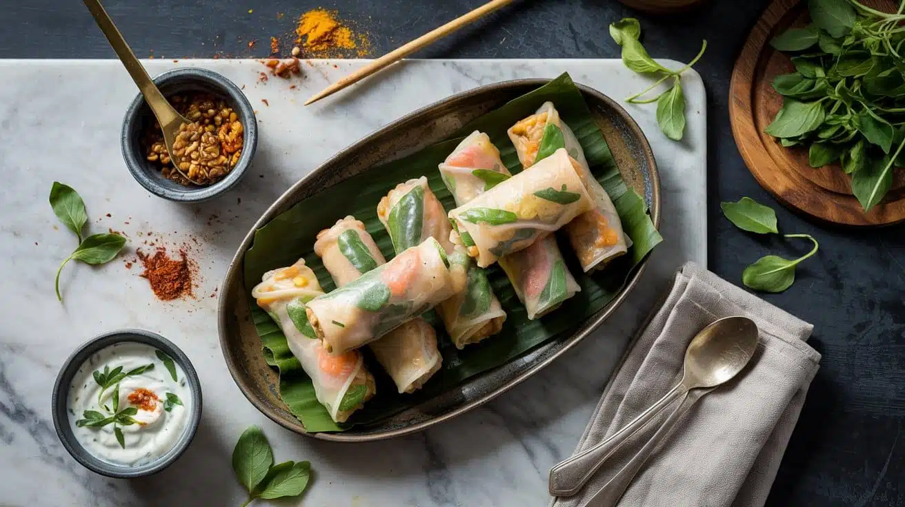 Curried lentil spring rolls
