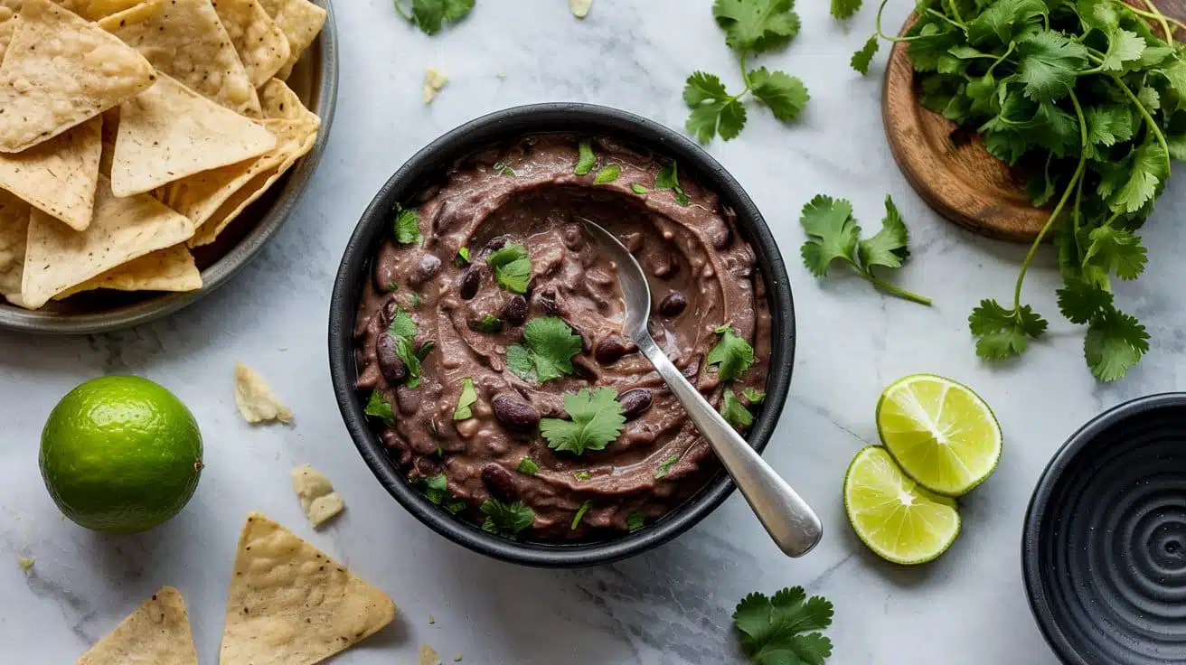 Lime cilantro black bean dip