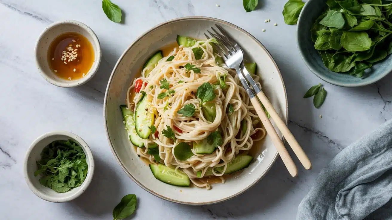 Playful smashed cucumber rice noodle khwsa r