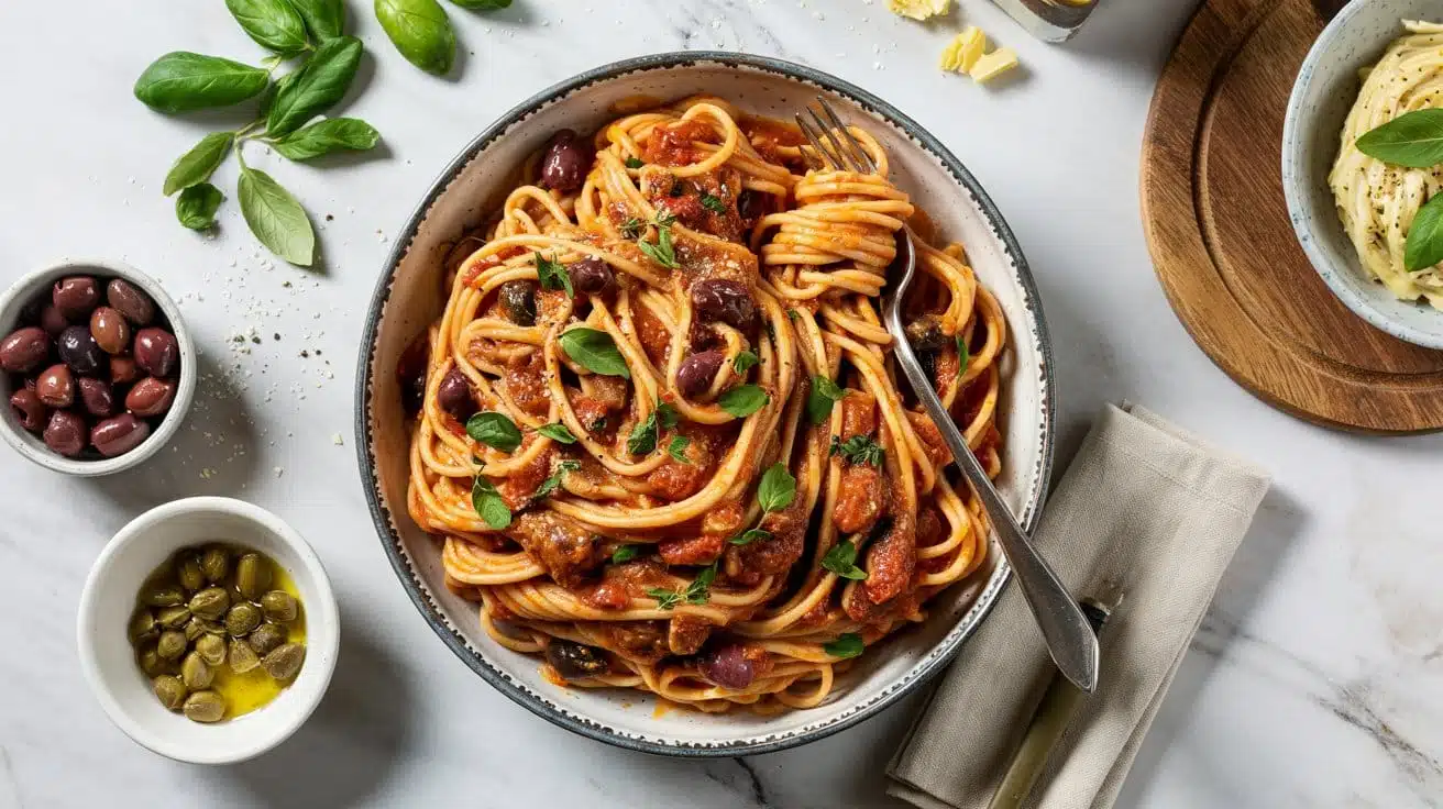 Bold pasta with olives and 70dxzwg