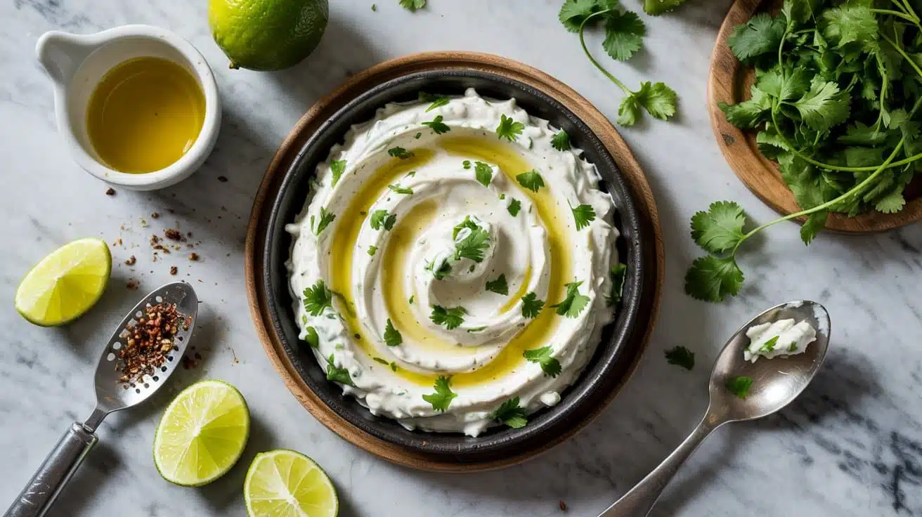 Cilantro lime vegan feta dip