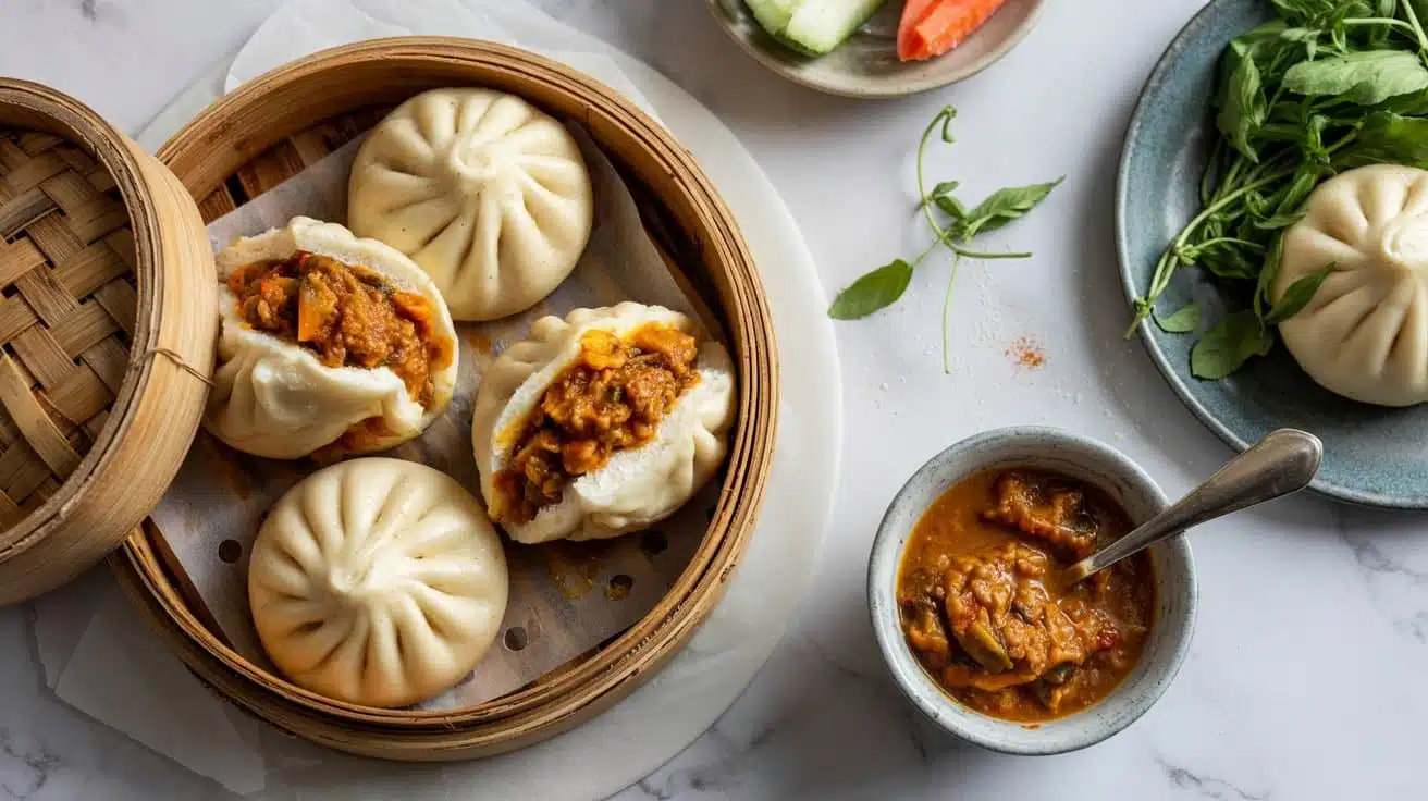 Curried vegetable steamed buns a top