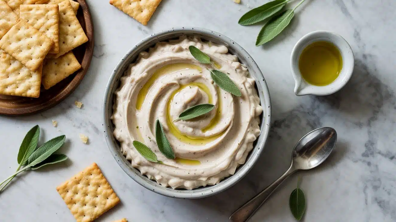 Whipped bean dip with sage