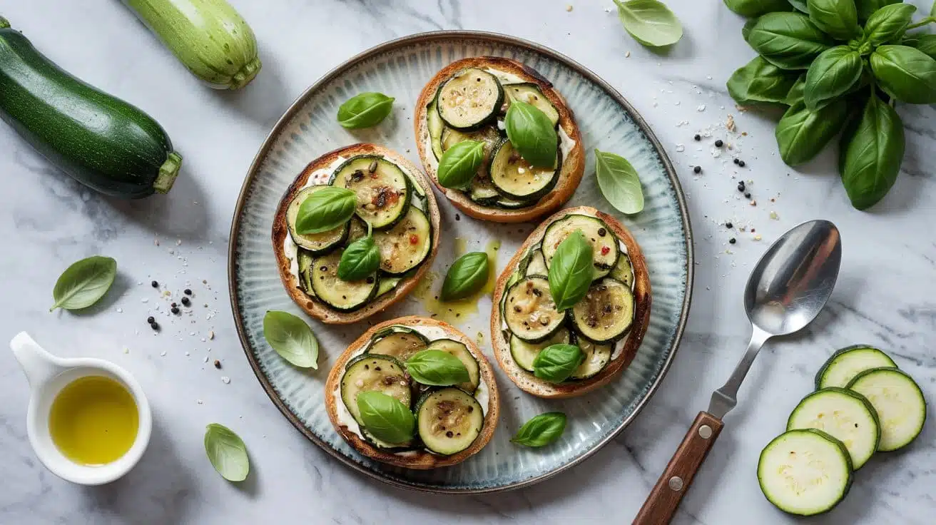 Zucchini and basil a top