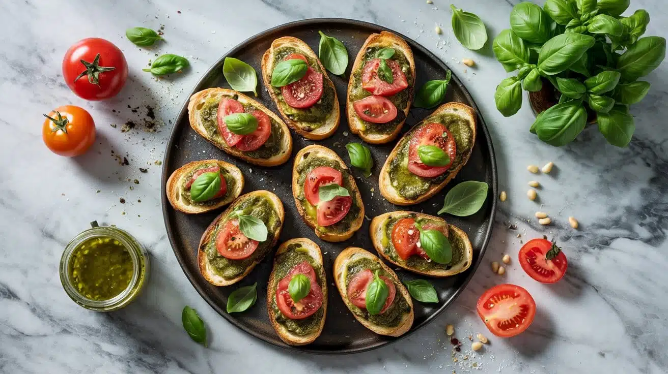 Savory pesto tomato a top pjqq