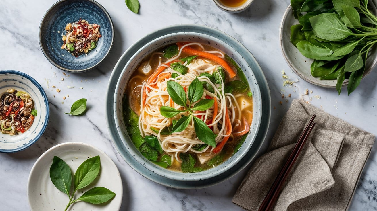 Noodle salad soup combinin