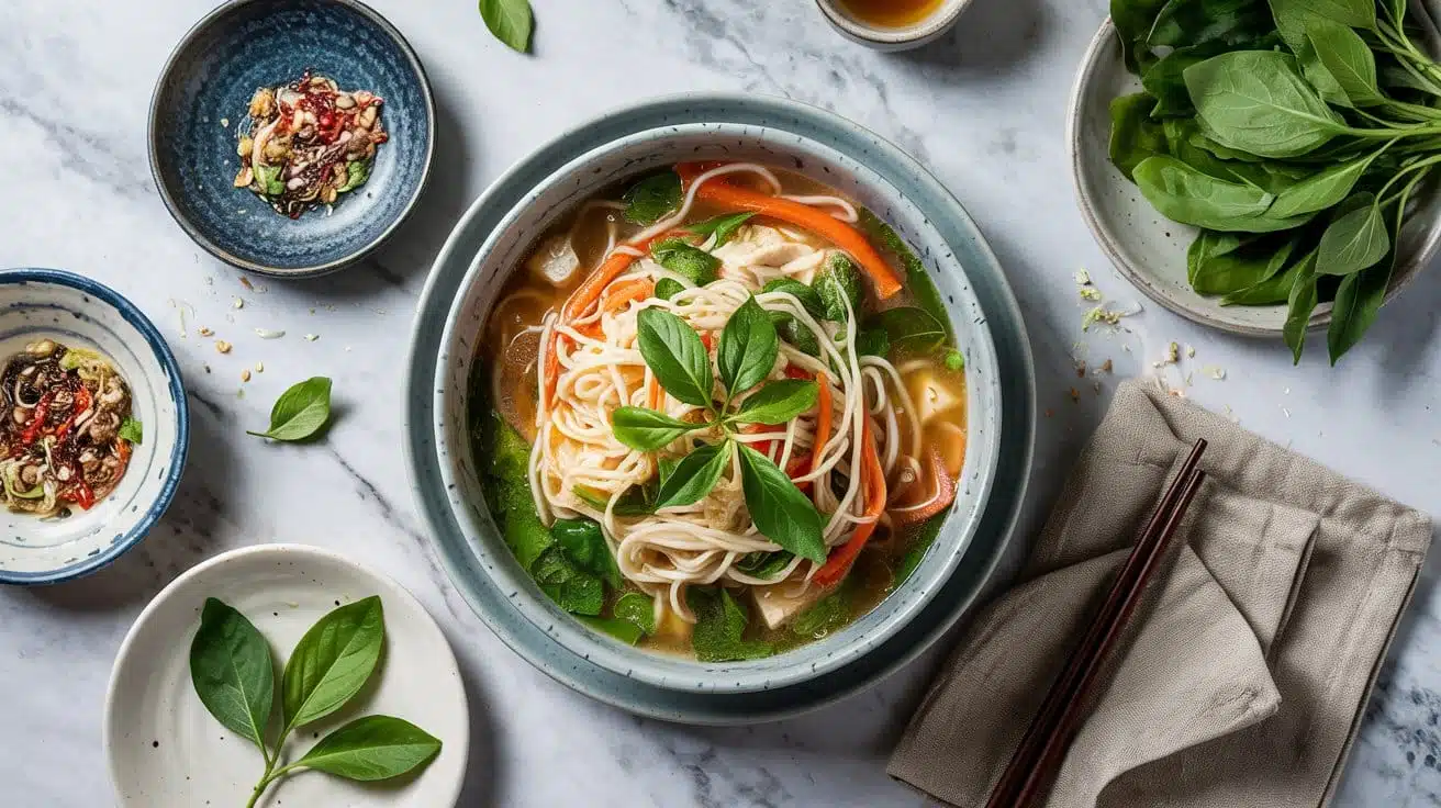 Noodle salad soup combinin