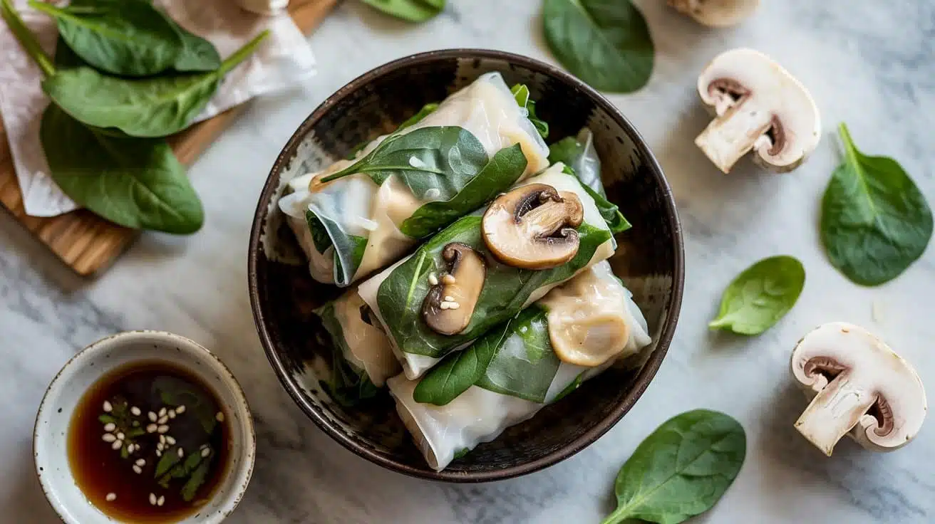 Mushroom and spinach spring rolls a t xbhuljh q