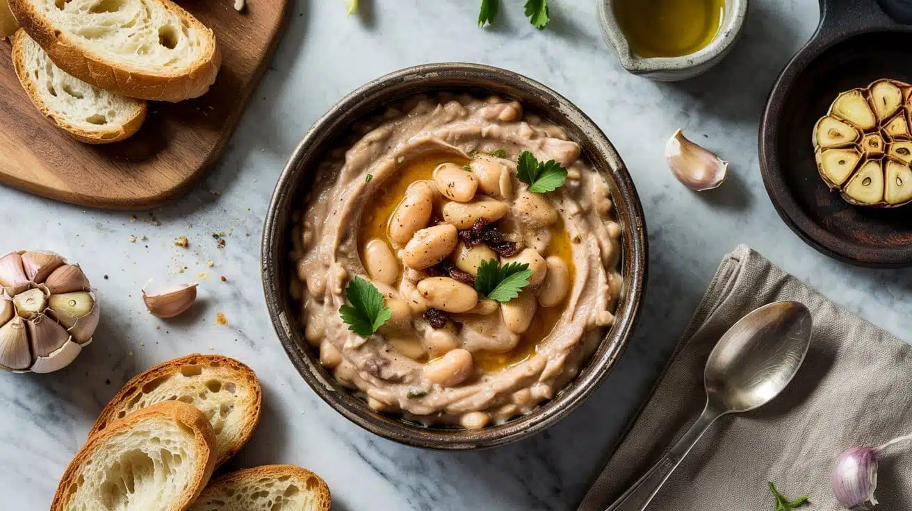 Smoky roasted garlic bean dip a top d o9zbnq