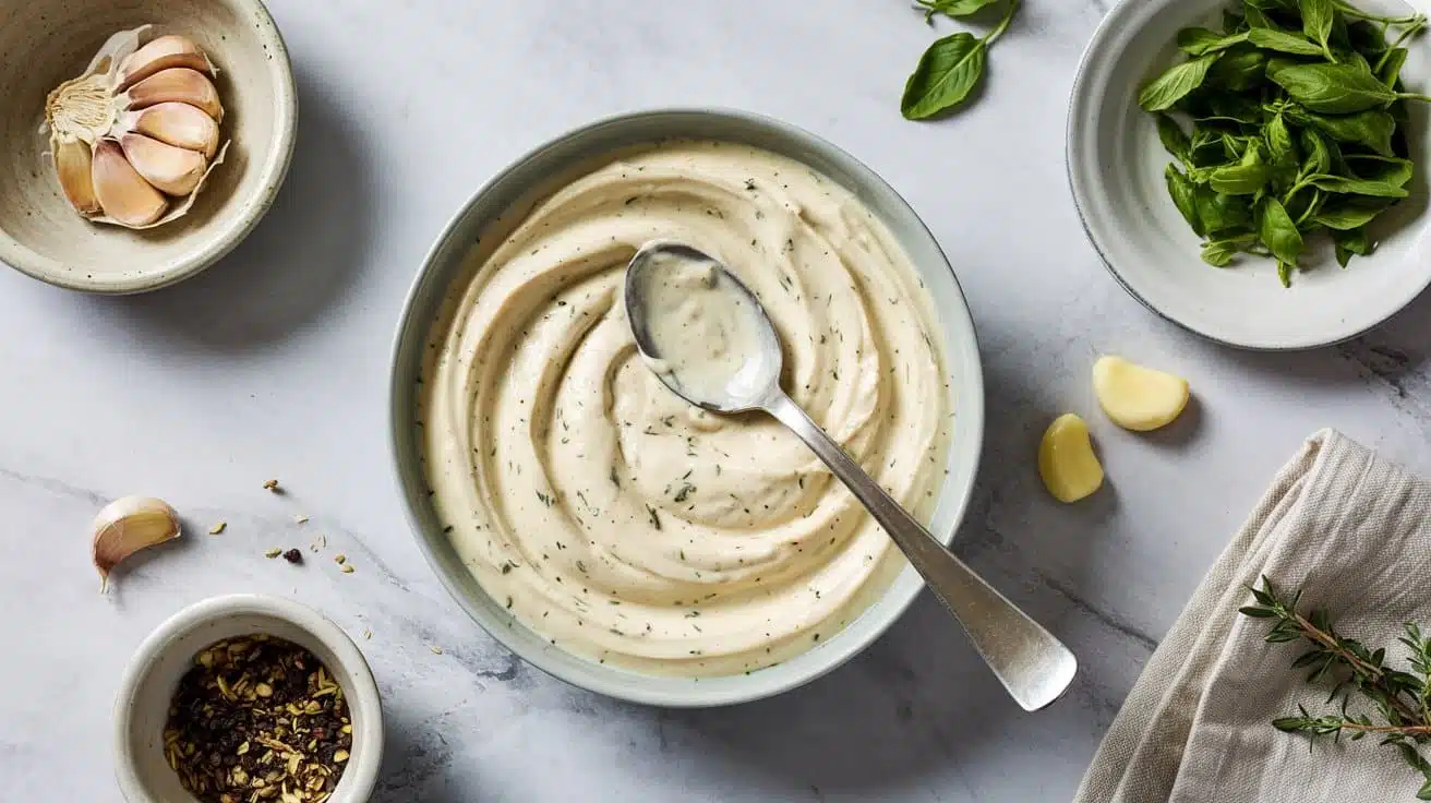 Garlic and herb tofu cream