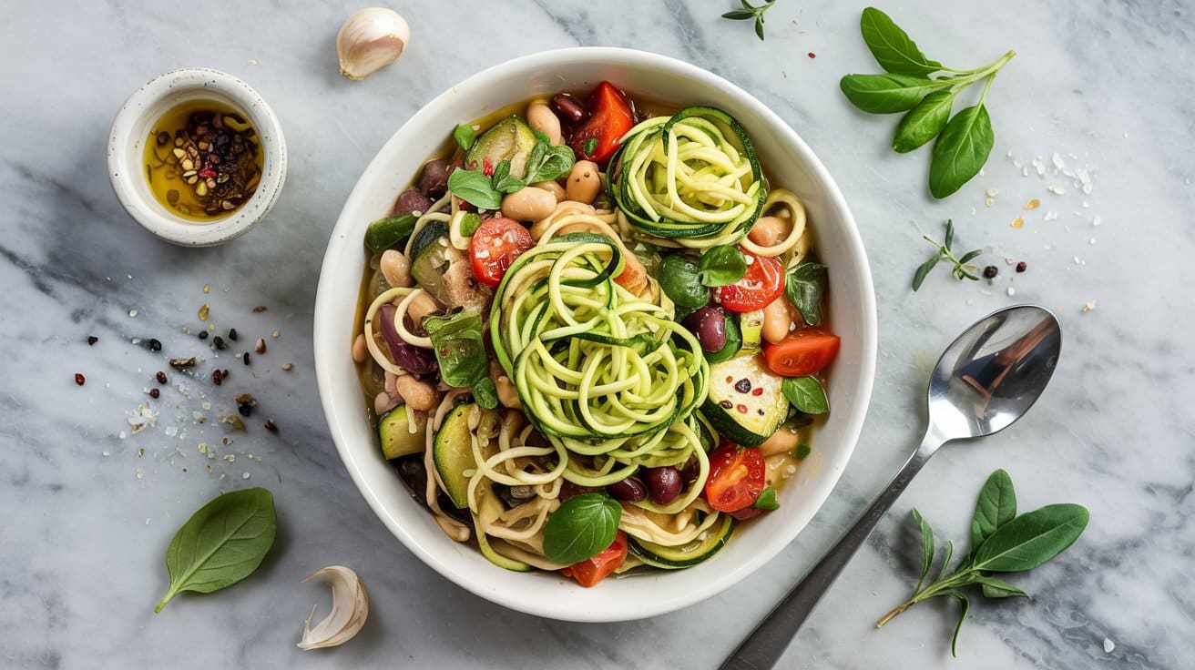 Zucchini noodle bowl with