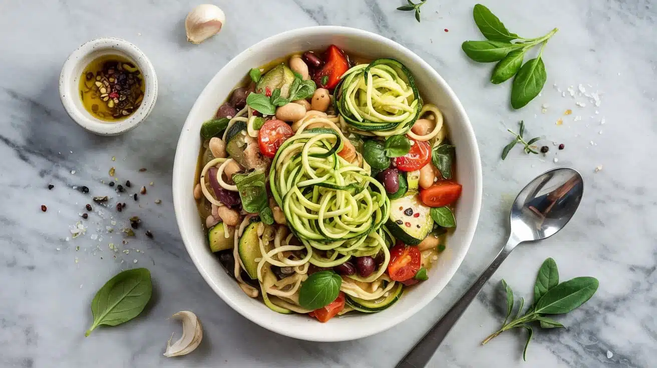 Zucchini noodle bowl with