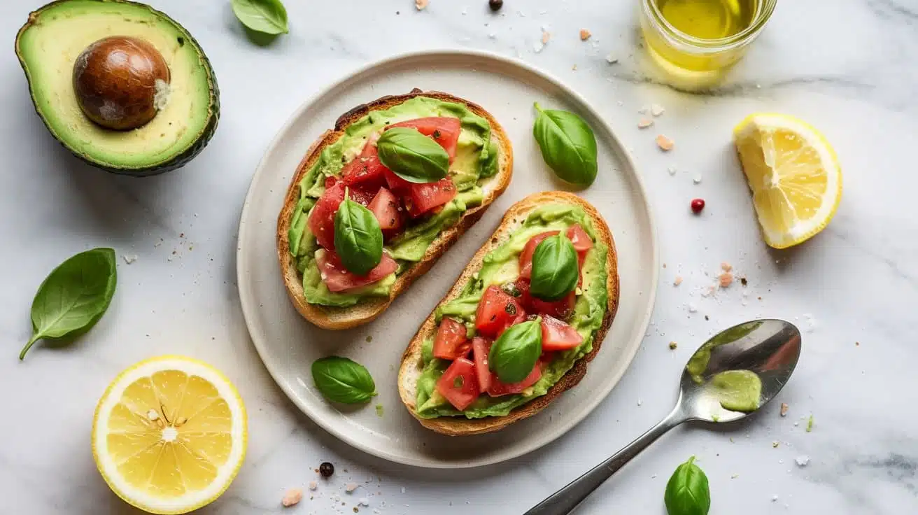 Avocado with basil